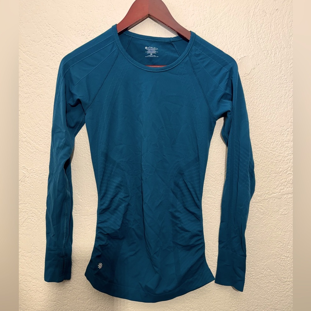 Athleta Teal Speedlight Long Sleeve Top Size XS